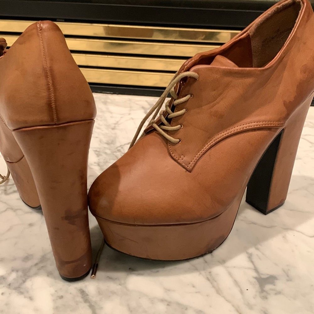 Brown leather heels